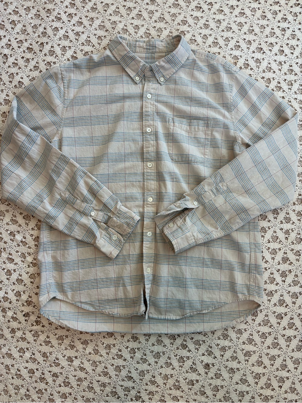 Outerknown Men’s 100% Organic Cotton Plaid Button Down Shirt Size XL